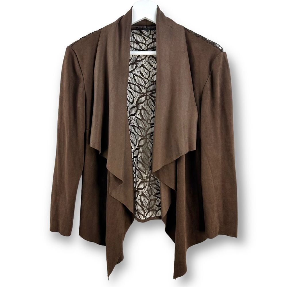 Alberto Makali brown‎ suede feel cardigan size S